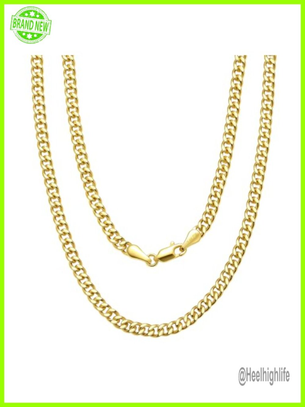 4mm Cuban Chain Necklace 14K Gold Plated Hypoallergenic Curb Chain Jewelry Gift